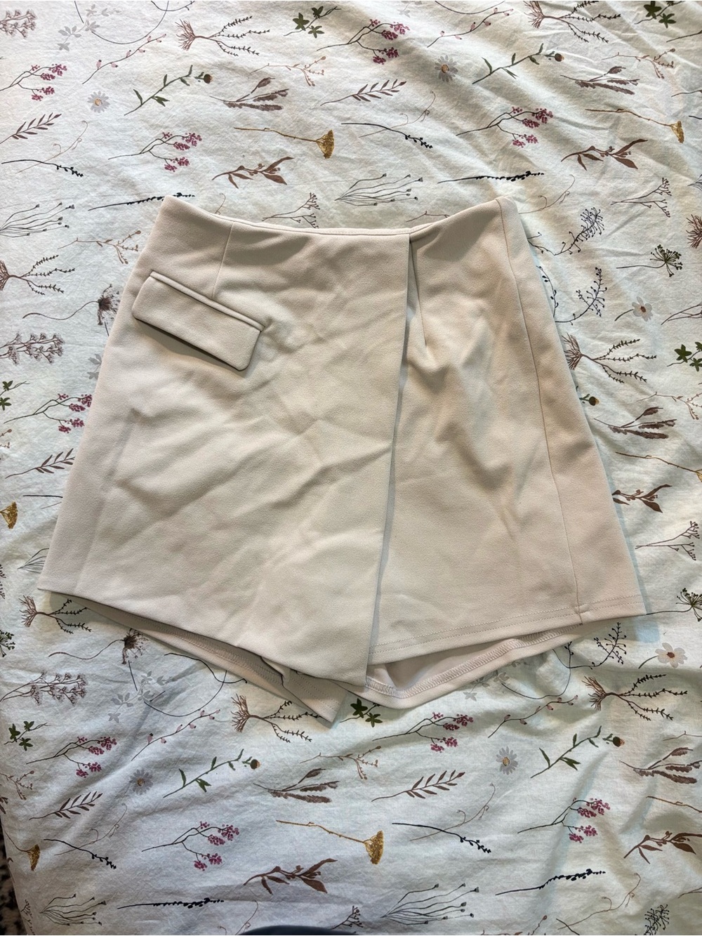 Princess Polly Women's Cream Wrap-Front Skort